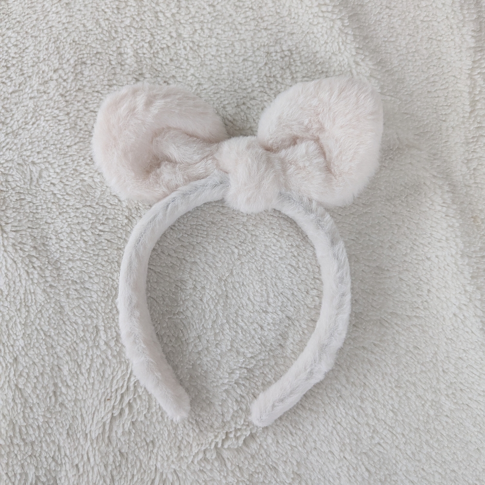 🌷3/15🌷 Rose White Headband Skincare Cute Hair Band Fluffy Soft Plush